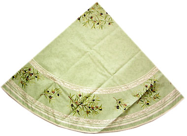 French Round Tablecloth Coated (olives 05. green)